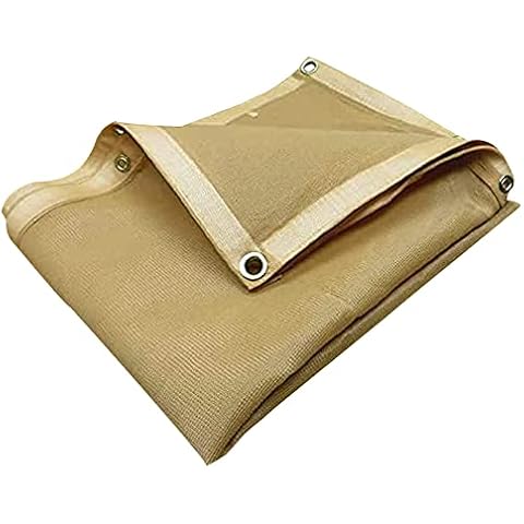 Tarps Now Heavy Duty Mesh Tarp, (8' X 20') with 75% Shade and Brass Grommets - Multipurpose Protective Cover Tarpaulin with Air Flow for Tie Downs, Shade, Fences, Canopies, Dump Trucks - Tan Cover