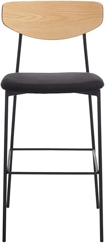 Miniatura 1 de SAFAVIEH Home Collection Ryker Taburete de bar de cocina de 30 pulgadas de roble y negro (totalmente montado)