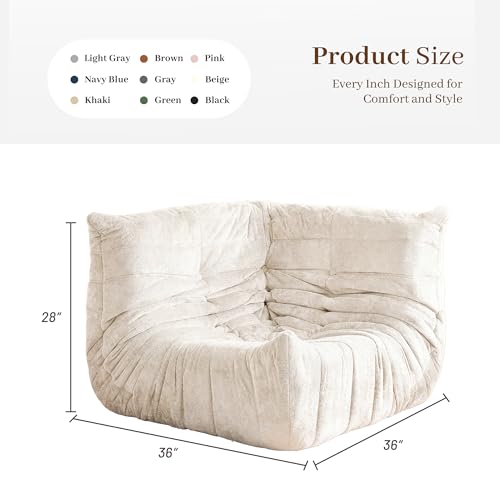 Image of Bean Bag Chair, Memory Foam Bean Bag Chairs for Adults, Fireside Corner Chair Lazy Floor Corner Sofa for Living Room, Bedroom, Dorm, Office(Beige)