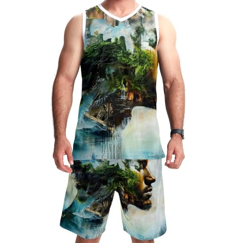 Combinaison de basket-ball homme vêtement de sport équipe motif nature 5XL