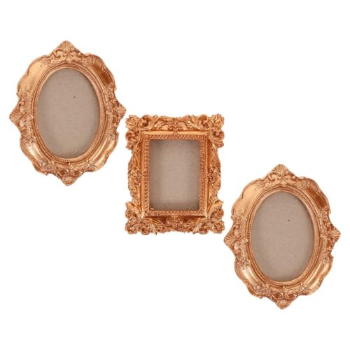 TOPBATHY 3Pcs Gold Magnetic Picture Frames for Refrigerator Oval and Rectangle Diy Seashell Display Photo Frames for Travel Souvenirs Family Memories