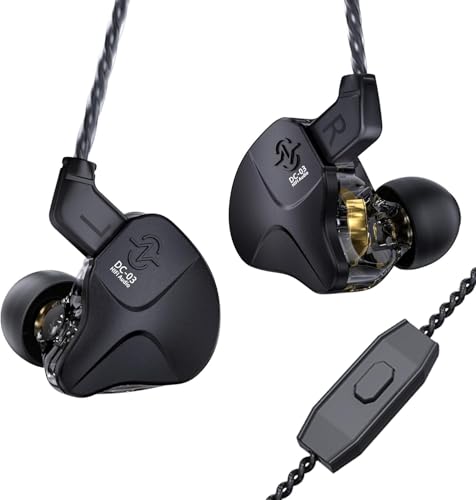 Yinyoo CCZ Sonata DC03 HiFi In Ear Monitor Auricolari, 10mm Magnete Driver Dinamico Cuffie Sportive IEM da Gioco ad Alta Fedeltà Auricolari con Cavo a 2Pin per Regalo PC Audiofilo (con microfono)