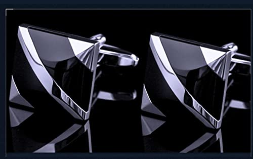 LSTGJ Shirt Manchetknopen voor heren Manchetknopen Manchetknoop Zwart (Hoofdsteen Kleur: Zwart, Metalen kleur: Olny Manchetknopen) - Image 3