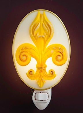 Fleur de Lis Night Light – Elegant French Symbol Decor, Bonded Marble Plug-in Night Light, Classic Home Accent for Bedroom Bathroom Kitchen Hallway