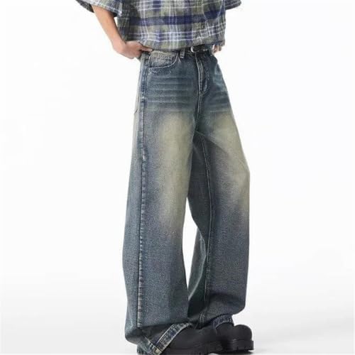 Men's Y2K Distressed Straight-Leg Jeans Retro Washed Hip Hop Baggy Denim Pants High Street Style2