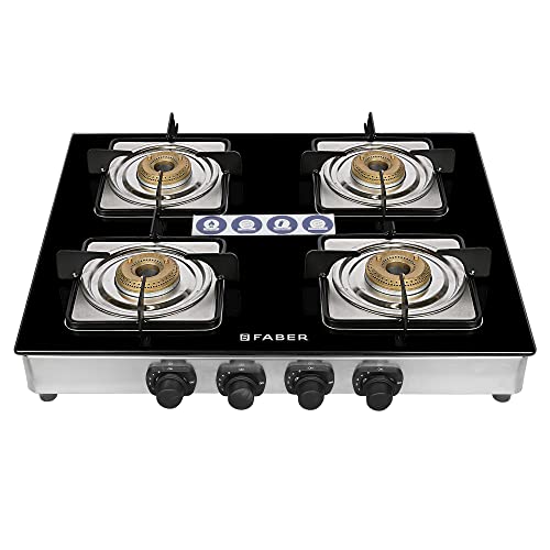 Faber Gas Stove 4 Burner Glass Cooktop (Cooktop Supreme Plus C 4BB