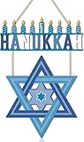 HPNIUB Hanukkah Türschild Chanukka Kerzenleuchter Stern Holzdekoration · Blaue Festival Türdekoration für Innen & Außen Wohnzimmer Deko Fensterdekoration für Jüdisches Fest