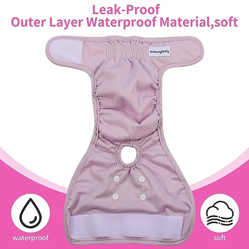 Image of Washable Female Dog Diapers for Large Dogs,Pack of 4 Reusable Doggie Diapers Super Absorbent Dogs Pants in Period,Heat Cycle,Incontinence,Excitable Urination,XLarge
