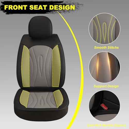 Image of Front Seat Covers for Subaru Outback 2007-2026 2027 Faux Leather | Waterproof Breathable Scratch Resistant 360 Wrap Airbag Compatible Easy Clean（2 Seats,Black & Grey)