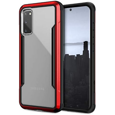 X-Doria Raptic Shield, Samsung Galaxy S20 (Formerly Shield) - Military Grade Drop Tested, Anodized Aluminum, TPU, and Polycarbonate Protective Case, Samsung Galaxy S20, Red Cover