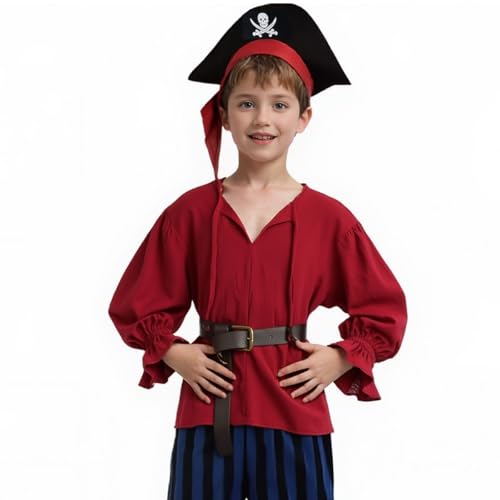 Camisa de disfraz pirata medieval para niños 11-12 años miniatura 2