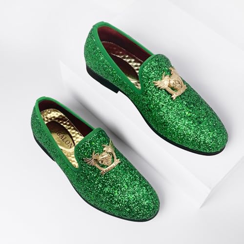 CMM Men's Glitter Loafers Shiny Slip On Dress Shoes Luxury Sparkling Studded Loafers2