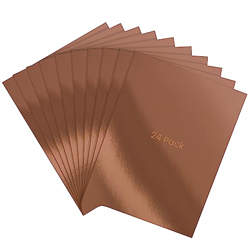 Belle Vous Pack de 24 Cartulina A4 Oro Rosa Aluminio 29,7 x 21 cm - Carton Espejo de 350 gsm - Cartulina Metalizada para Invitaciones de Boda, Manualidades, álbum de Recorte, Suministros de Oficina