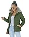 Vetinee Women Casual Faux Fur Lapel Zip Pockets Quilted Parka Jacket Puffer Coat Broute Green Large (Fits US 12-US 14)