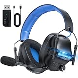 FC400 Wireless Gaming Headset, 2.4GHz Gaming Kopfhörer Kabellos mit Mikrofon für PS5, PS4, PC, Switch, Bluetooth 5.4 Gaming Headset, Geringe Latenz Noise Cancelling, mit LED Licht, 50H Akkulaufzeit