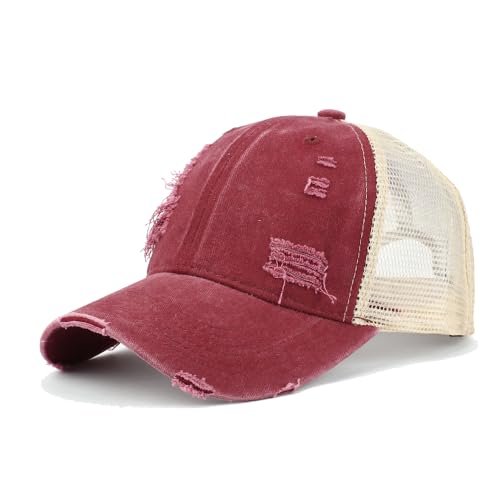 Image of Trucker Hat Distressed Baseball Cap Golf Cap Adjustable Sportswear Hat for Men Women Unisex