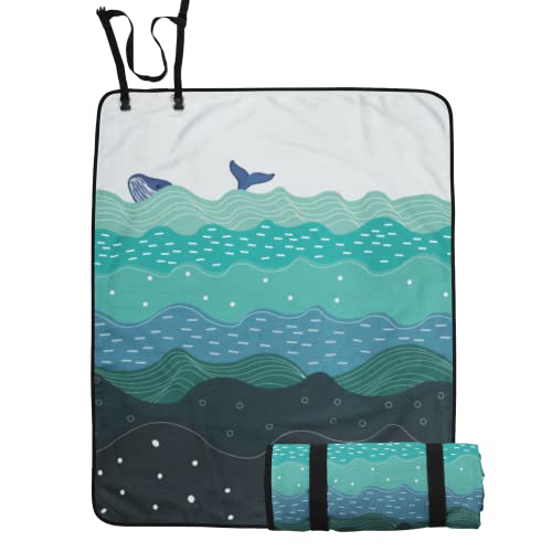 Northygge Picnic Blanket Extra Large Waterproof, Sandproof Beach Mat, Outdoor Picnic Blanket Large, Sandfree Beach Blanket, Outdoor, Picnic Mat for Camping on Grass (Waves, Large)