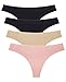 Barbra's 6 Pack Invisible No-Show Thong Seamless Bamboo Gusset Panties