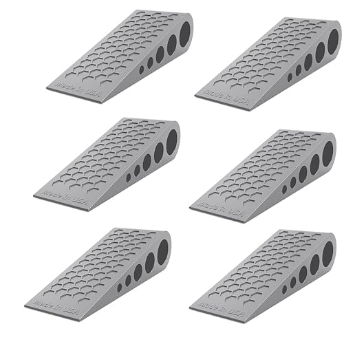 Image of Door Stoppers for Bottom of Door Premium Floor Rubber Door Stop Wedge Made in USA Heavy Duty Honeycomb Design for Carpet, Tile, Ideal for Home, School, Commercial, Gray 6 Pack