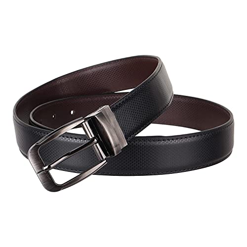 Image of JUST-STYLE Men's PU Leather Reversible Belt (Black & Brown) Size (28-46) Formal /Regular