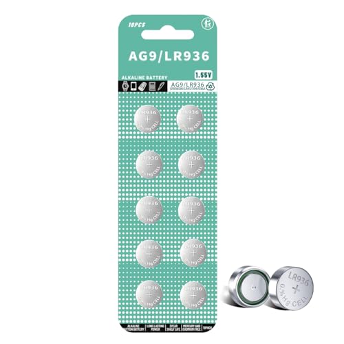 YIGOCELL LR936 LR45 AG9 Battery 194 394 1.5v Alkaline Button Cell Watch Batteries (10 Count) (10 Count)