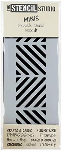 Stencil MiNiS - Chevron Squares Border - Reusable Stencil ideal for home décor, Furniture Upcycling, Cake Decorating, Cardmaking, Scrapbooking and more. (10855)