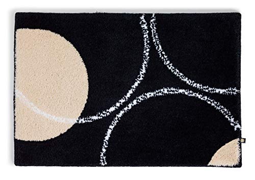 RHOMTUFT Badteppich Luna eckig 80 x 160 cm Farbe: schwarz/beige/Weiss