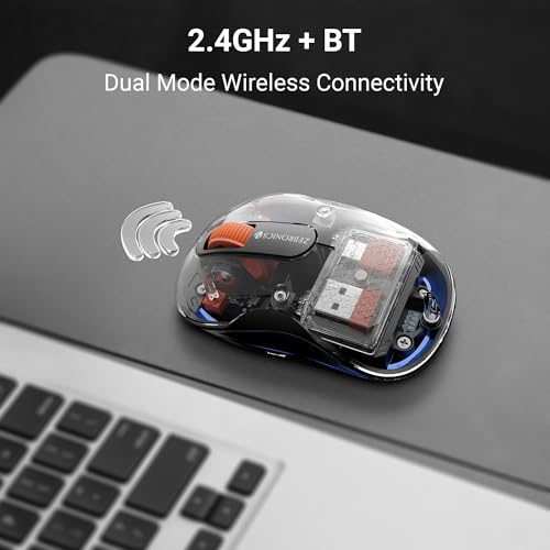 Image of ZEBRONICS Sheer Plus Wireless Mouse, Dual Mode (2.4GHz + BT), Dual Bluetooth, Dual Dongle (USB A & USB C), Upto 3200 DPI, Silent Operation, RGB LED, 4 Buttons, for Mac | Laptop | Computer (Black)
