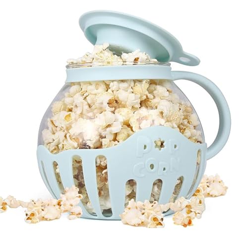 thirei Palomitero Microondas, Tarro de Palomitas de Maíz con Tapa, 2,13L, Apto para Lavavajillas, para Reuniones, Fiestas, Picnics, Azul