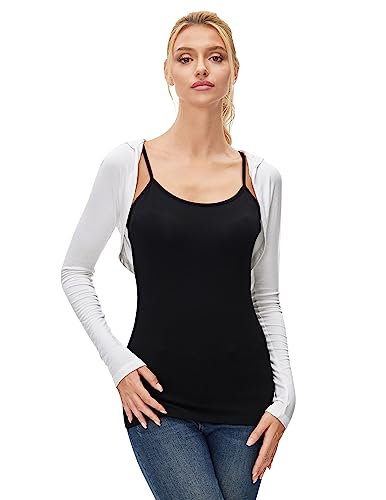 AmélieBoutik Women Slim Fit Lightweight Hooded Open Front Long Sleeve Bolero Shrug Cropped Cardigan4