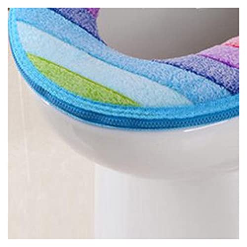 PEVSCO toilettensitzbezüge WC-Sitzkissen Regenbogen-Korallen-Samt-warmes und Komfortables Toilettensitzschutz for Badezimmer-Musterkissen-Pads gepolsterter toilettensitz – Bild 3