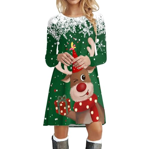Generisch Weihnachtsstrickkleid - Frauen Winter Casual Fashion Print Rundhals Langarm Tunika Kleid