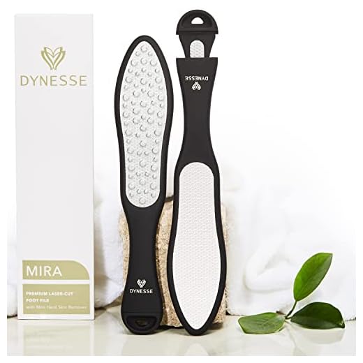 Lima de Pies Premium de Corte Láser con Mini Lima de Durezas de DYNESSE. Escofina Callos con Diseño Ergonómico. Limpiador Pies de Acero Inoxidable para Spa y Pedicura. Elimina las Pieles Muertas