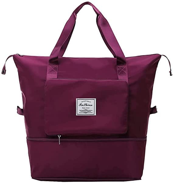 pinzor Waterproof Travel Duffel Bag Large Capacity Folding Lightweight Carry Bag Folding Bags for Travelling Luggage Bag Shopping Bag for Women & Men (Maroon)-picture-59