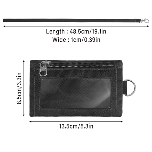 Image of TATAANTY RFID Blocking Wallet, Minimalist Wallet for Men, Small Wallet for Women with Lanyard Keychain, ID Holder Zipper for Cards, Coins, Travel, Water-resistant, Black, Casual