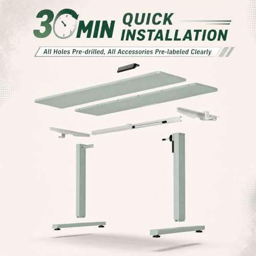 Image of Grandder 55x32 Extra-Deep Electric Standing Desk, Wide Desktop Fits 49 inch Ultrawide Monitor Dual Screens, 176lbs Capacity, 2 Memory Presets, Anti Collision, Computer Desk for Home Office&Gaming, Green