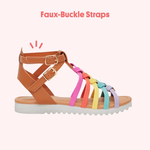 FabKids Girls Gladiator Sandals Braided Strappy Flats Sandal Summer Open Toe Holiday Party Dress Shoes for Toddler Little Kid Big Kid2