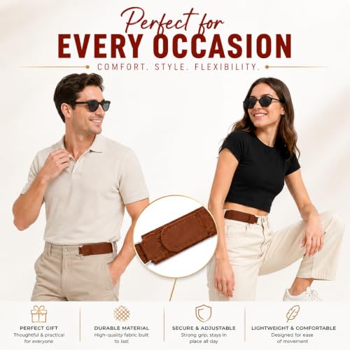 Image of Buckleless Elastic Belt | Invisible No-Buckle Stretch Belt with Metal Hooks for Men & Women | Adjustable Lazy Waistband for Jeans and Trousers (1 PAIR)
