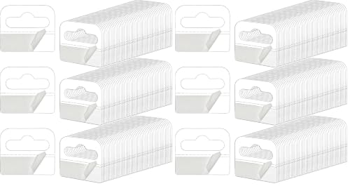 Image of Hiceeden 800 Pcs Clear Slot Hole Hanging Tabs, 1-8 /10 inch x1-3 /5 inch Plastic Self Adhesive Hanging Tags, Heavy Duty Sticky Hang Tabs Hanger for Retail Store Display (Pack of 2)