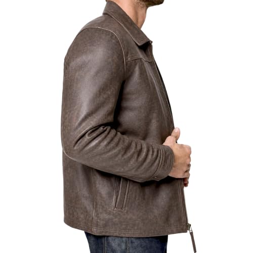 Image of Isaac & David Chicago Men's New Black /Brown Lambskin Leather Classic Open Bottom Jacket Motorcycle Vintage Racing Jacket