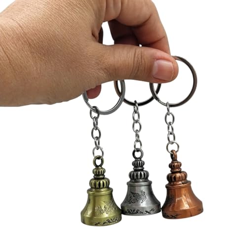Image of Classic Antique Tibetan Temple Bell Shaped Keyring for Gift Gaurdian bell for Car Bike Bags Metal Key ring Key Chain Bag Charm Gift
