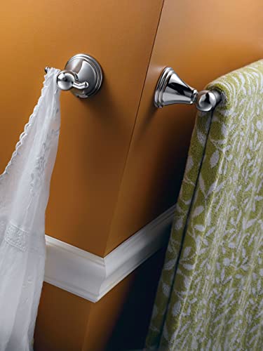Image of Moen Preston Collection Chrome 24-Inch Single Bathroom Towel Bar, Wall Mounted Hanger for Bath or Kitchen, DN8424CH (Pack of 4)