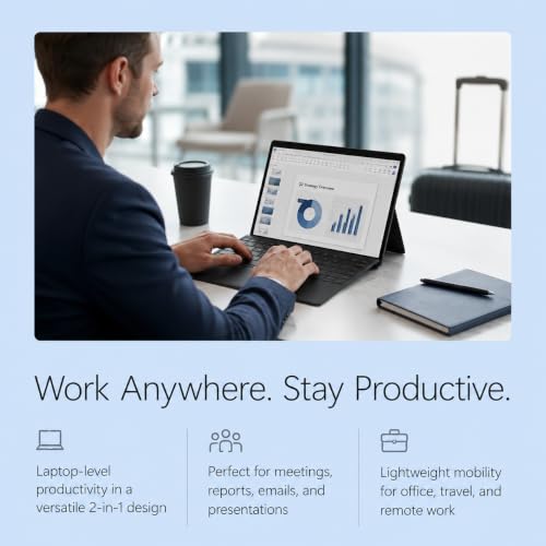 Image of Microsoft Surface Pro 2026, 13 inch 2-in-1 Laptop Tablet (12th Gen), 3K 120Hz Touchscreen, Snapdragon X2 Plus AI Copilot+ PC, Wi-Fi 7, USB4, 16GB RAM, 512GB SSD, KB, Pen, MS365, Windows 11, Platinum