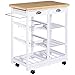 HOMCOM Carrello da Cucina con Ruote Cassetti e Portabottiglie in Legno Bianco 74x37x76cm