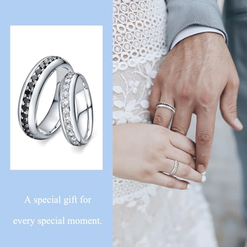 DIYA Personalized Wedding Ring Sets for Him and Her 925 Sterling Silver D Color VVS1 Moissanite Wedding Band Set for Couples Engagement Rings Set Christmas Valentines Day Gift for Wife Girlfriend2