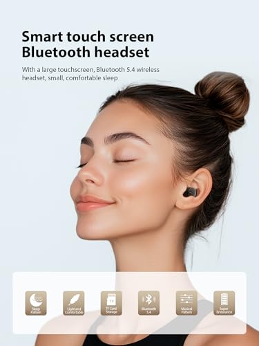 Image of Sleep Headphones, Invisible Sleep Earbuds for Side Sleepers,Small Comfortable Fit Noise Blocking,Bluetooth 5.3 Wireless Earbuds with Smart Touch Screen Case, Ear Buds for Sleeping - Black