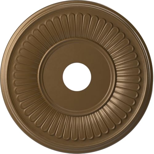 Image of Ekena Millwork CMP19BECCB Berkshire Thermoformed PVC Ceiling Medallion (Fits Canopies up to 8 3 /8 inch), 19 inchOD x 3 1 /2 inchID x 1 inchP, Metallic Champagne Bronze