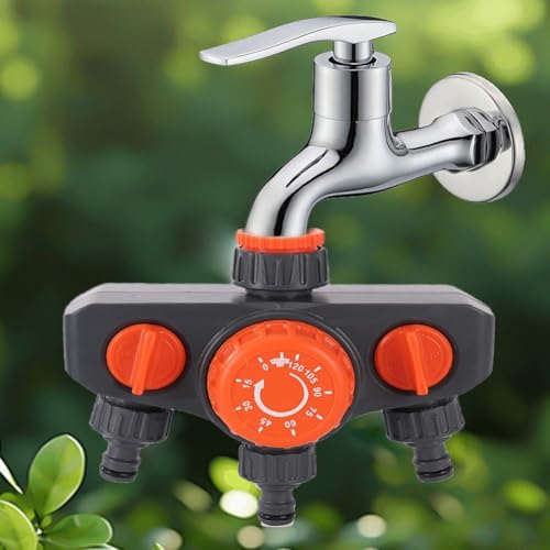 3-Outlet Automatic Watering Timer for Garden Irrigation Control with Independent Valve Switches, (Orange) - Image 4