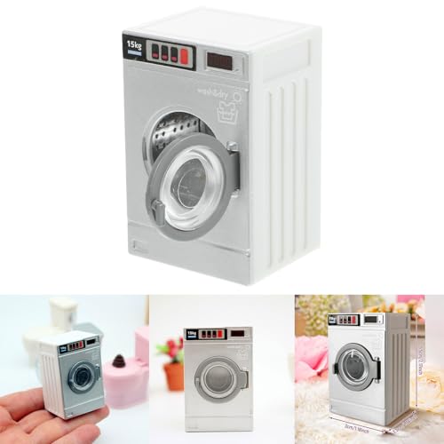 Puppenhaus Waschmaschine,kleines Waschmaschinen-Spielzeug,Mini Puppenhaus Möbel,Kinder Vorgeben Spielzeug Puppenhaus Zubehör,1:12 Rollenspiel-Spielzeug,für Geburtstagsgeschenke Kinder – Bild 8