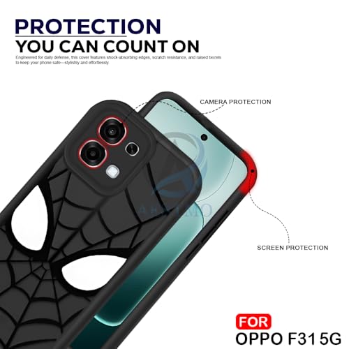 Image of AESTMO Back Case Cover for Oppo F31 / F33 5G Cover | Spidey Face Mask Design | Silicone Case | Full Body Protection | Camera Protection Back Cover for Oppo F31 / F33 5G (Black)